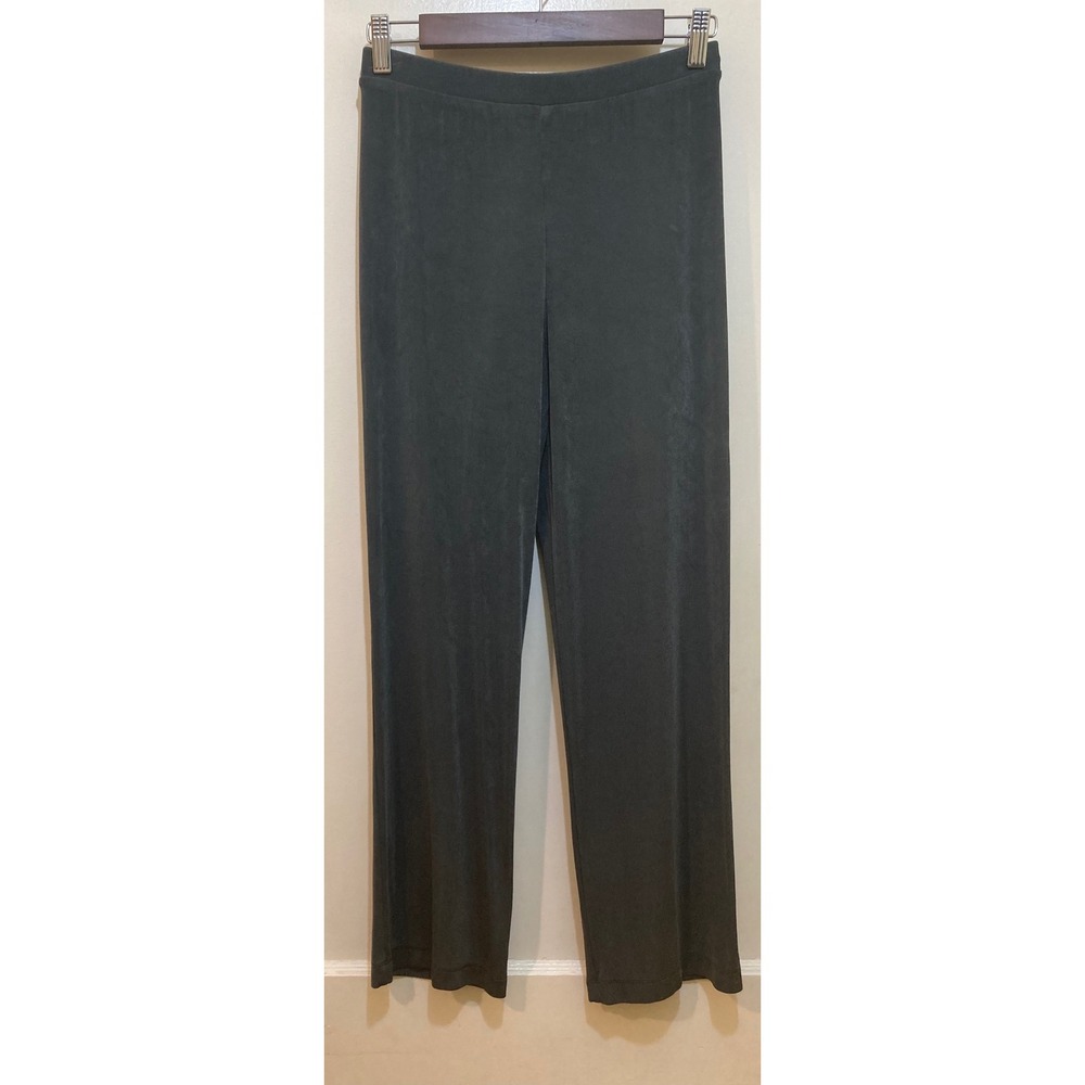Chicos Travelers Ribbed Straight Leg Pants 0 XS Petite Gray Elastic Slinky Knit